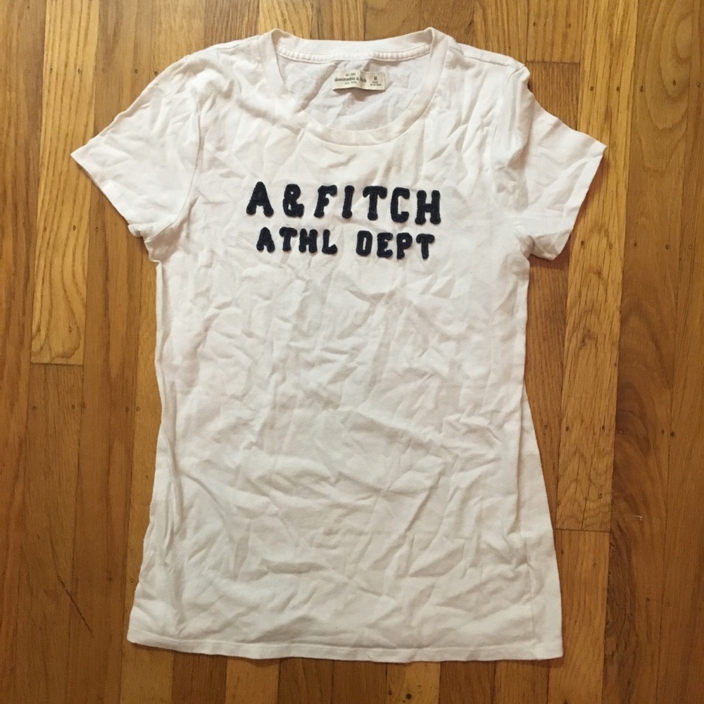 Abercrombie and Fitch white logo tee